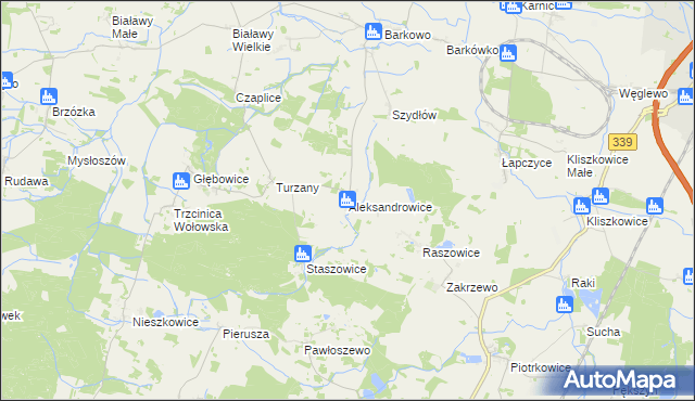 mapa Aleksandrowice gmina Wińsko, Aleksandrowice gmina Wińsko na mapie Targeo