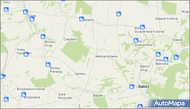 mapa Aleksandrówka gmina Batorz, Aleksandrówka gmina Batorz na mapie Targeo