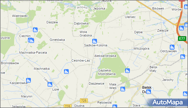 mapa Aleksandrówka gmina Belsk Duży, Aleksandrówka gmina Belsk Duży na mapie Targeo