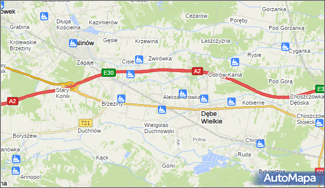 mapa Aleksandrówka gmina Dębe Wielkie, Aleksandrówka gmina Dębe Wielkie na mapie Targeo