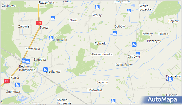 mapa Aleksandrówka gmina Drelów, Aleksandrówka gmina Drelów na mapie Targeo