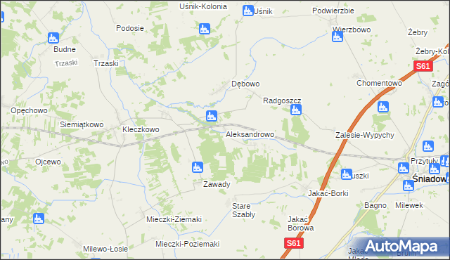 mapa Aleksandrowo gmina Troszyn, Aleksandrowo gmina Troszyn na mapie Targeo