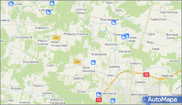 mapa Anastazów, Anastazów na mapie Targeo