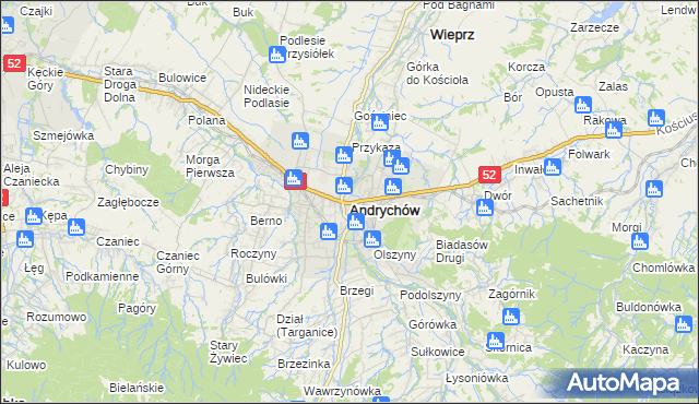 mapa Andrychów, Andrychów na mapie Targeo