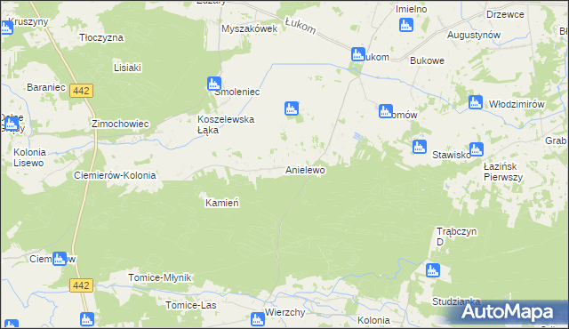 mapa Anielewo gmina Zagórów, Anielewo gmina Zagórów na mapie Targeo