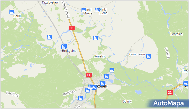 mapa Anielin gmina Okonek, Anielin gmina Okonek na mapie Targeo