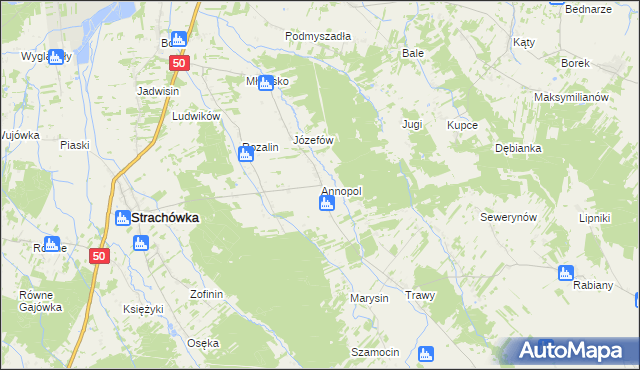 mapa Annopol gmina Strachówka, Annopol gmina Strachówka na mapie Targeo