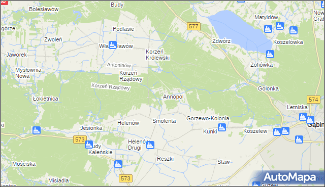 mapa Annopol gmina Szczawin Kościelny, Annopol gmina Szczawin Kościelny na mapie Targeo