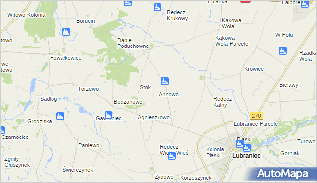 mapa Annowo gmina Lubraniec, Annowo gmina Lubraniec na mapie Targeo