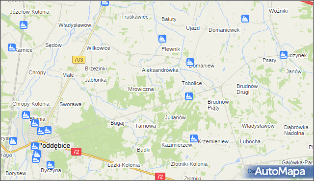 mapa Antoniew gmina Dalików, Antoniew gmina Dalików na mapie Targeo