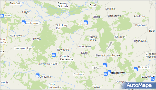 mapa Antoniewo gmina Siemiątkowo, Antoniewo gmina Siemiątkowo na mapie Targeo