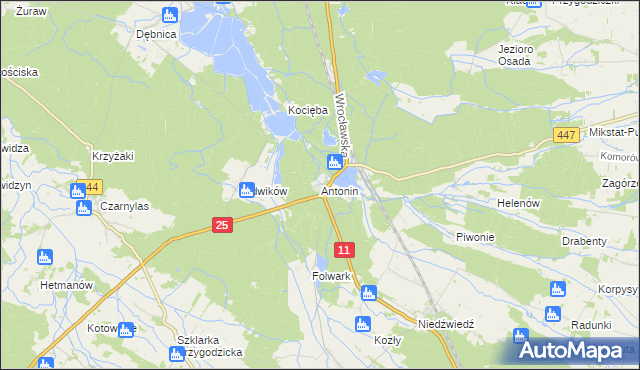 mapa Antonin gmina Przygodzice, Antonin gmina Przygodzice na mapie Targeo