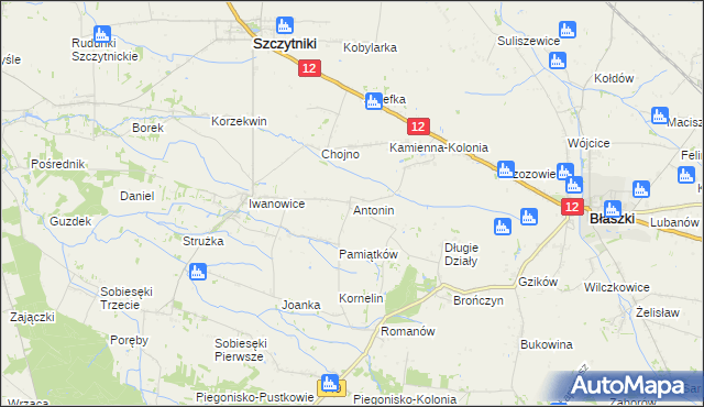 mapa Antonin gmina Szczytniki, Antonin gmina Szczytniki na mapie Targeo