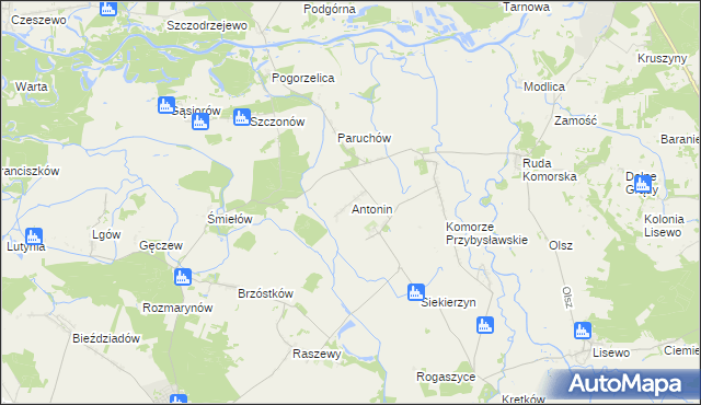 mapa Antonin gmina Żerków, Antonin gmina Żerków na mapie Targeo