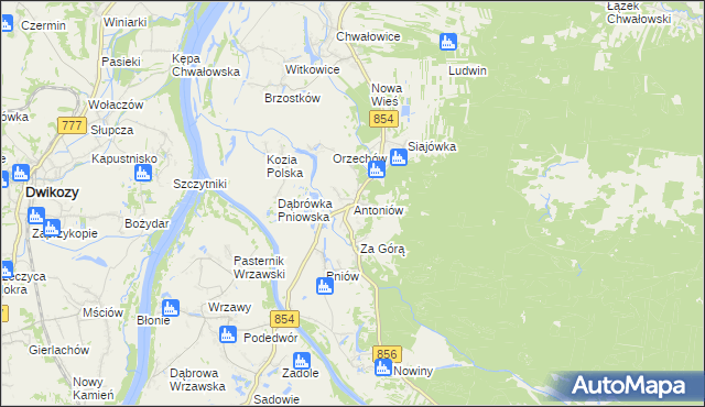 mapa Antoniów gmina Radomyśl nad Sanem, Antoniów gmina Radomyśl nad Sanem na mapie Targeo