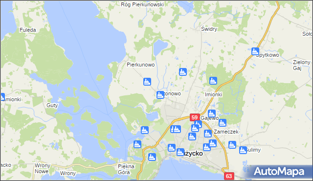 mapa Antonowo gmina Giżycko, Antonowo gmina Giżycko na mapie Targeo