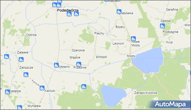 mapa Antopol gmina Podedwórze, Antopol gmina Podedwórze na mapie Targeo