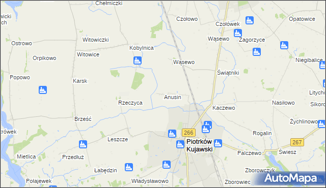mapa Anusin gmina Piotrków Kujawski, Anusin gmina Piotrków Kujawski na mapie Targeo