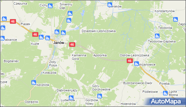 mapa Apolonka gmina Janów, Apolonka gmina Janów na mapie Targeo