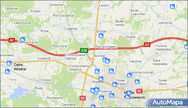 mapa Arynów, Arynów na mapie Targeo