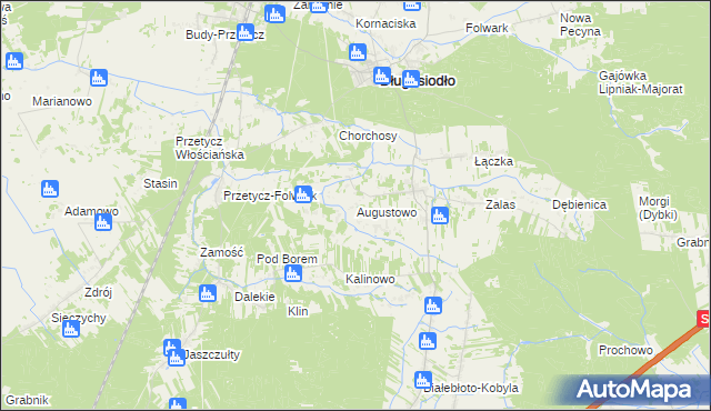 mapa Augustowo gmina Długosiodło, Augustowo gmina Długosiodło na mapie Targeo