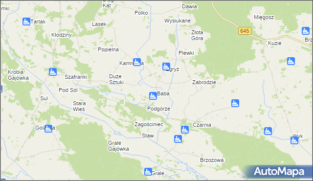 mapa Baba gmina Łyse, Baba gmina Łyse na mapie Targeo