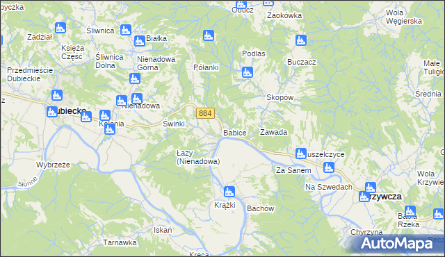 mapa Babice gmina Krzywcza, Babice gmina Krzywcza na mapie Targeo