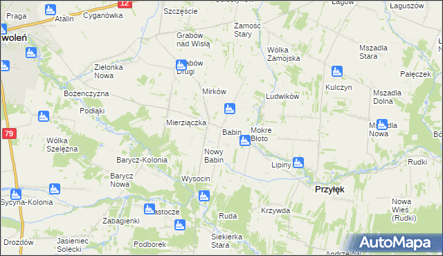 mapa Babin gmina Przyłęk, Babin gmina Przyłęk na mapie Targeo