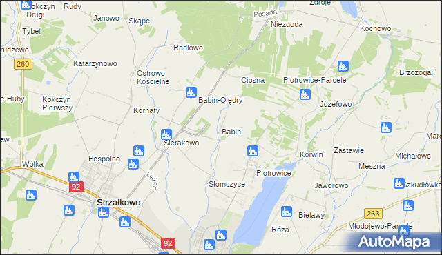 mapa Babin gmina Strzałkowo, Babin gmina Strzałkowo na mapie Targeo