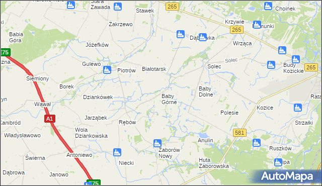 mapa Baby Górne, Baby Górne na mapie Targeo