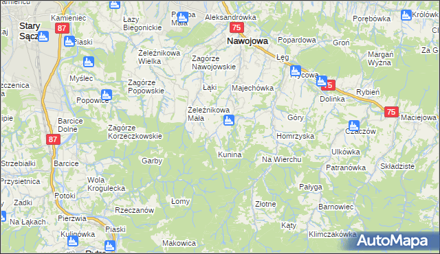 mapa Bącza-Kunina, Bącza-Kunina na mapie Targeo