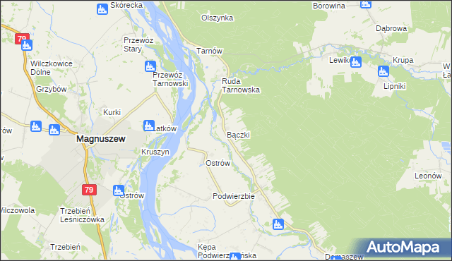 mapa Bączki gmina Maciejowice, Bączki gmina Maciejowice na mapie Targeo