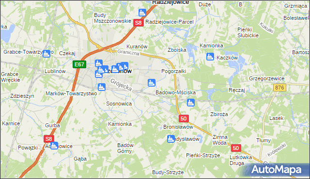 mapa Badowo-Mściska, Badowo-Mściska na mapie Targeo