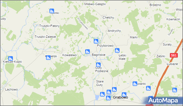 mapa Bagińskie, Bagińskie na mapie Targeo