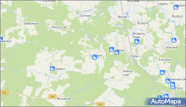 mapa Bagno gmina Oborniki Śląskie, Bagno gmina Oborniki Śląskie na mapie Targeo