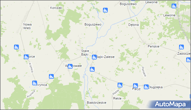 mapa Bajki-Zalesie, Bajki-Zalesie na mapie Targeo