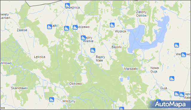 mapa Bajory Małe, Bajory Małe na mapie Targeo