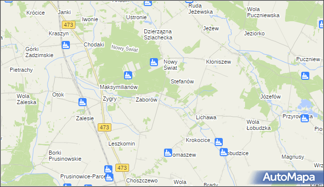 mapa Bąki gmina Zadzim, Bąki gmina Zadzim na mapie Targeo