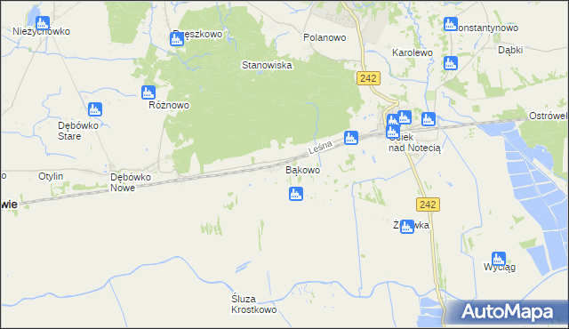 mapa Bąkowo gmina Wyrzysk, Bąkowo gmina Wyrzysk na mapie Targeo