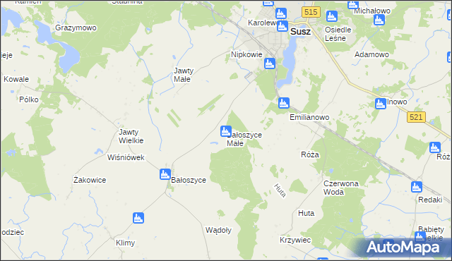 mapa Bałoszyce Małe, Bałoszyce Małe na mapie Targeo