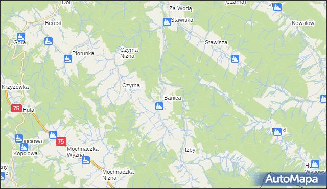 mapa Banica, Banica na mapie Targeo