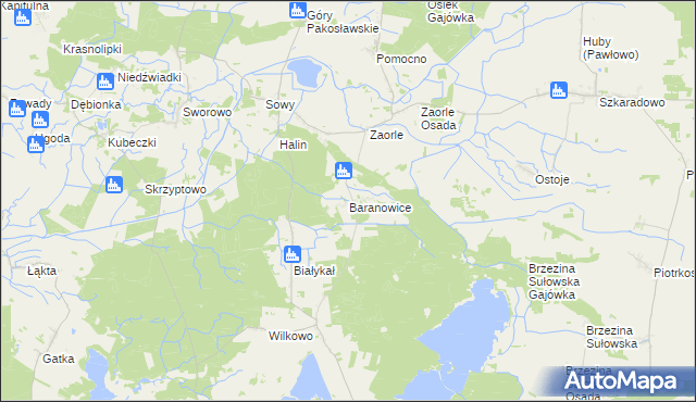 mapa Baranowice gmina Milicz, Baranowice gmina Milicz na mapie Targeo