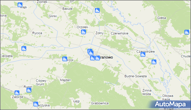 mapa Baranowo powiat ostrołęcki, Baranowo powiat ostrołęcki na mapie Targeo