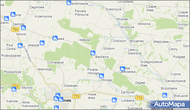 mapa Barbarka gmina Skała, Barbarka gmina Skała na mapie Targeo