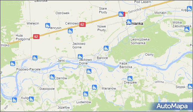 mapa Barcice gmina Somianka, Barcice gmina Somianka na mapie Targeo
