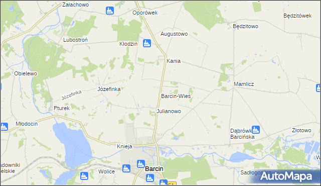 mapa Barcin-Wieś, Barcin-Wieś na mapie Targeo