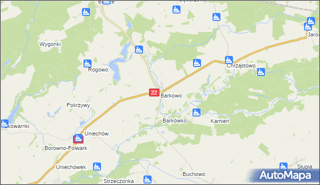 mapa Barkowo gmina Człuchów, Barkowo gmina Człuchów na mapie Targeo