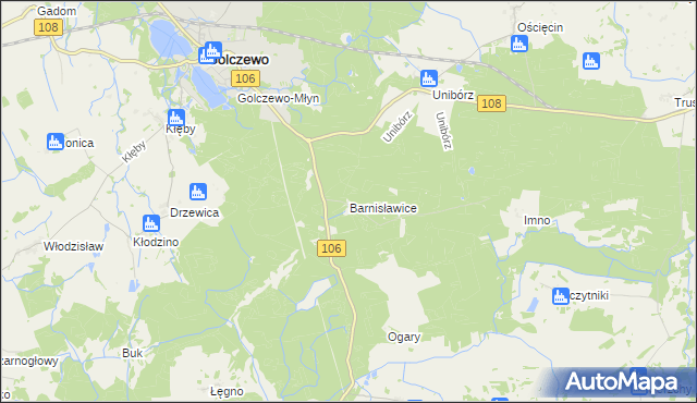 mapa Barnisławice, Barnisławice na mapie Targeo