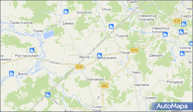 mapa Barszczówka gmina Turośń Kościelna, Barszczówka gmina Turośń Kościelna na mapie Targeo