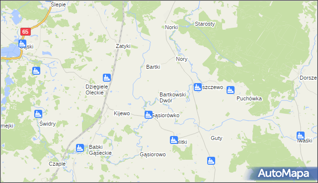 mapa Bartkowski Dwór, Bartkowski Dwór na mapie Targeo
